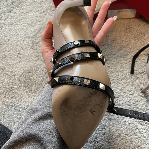 Valentino Rock Studded Ankle Crisscross Heels - Picture 6 of 12